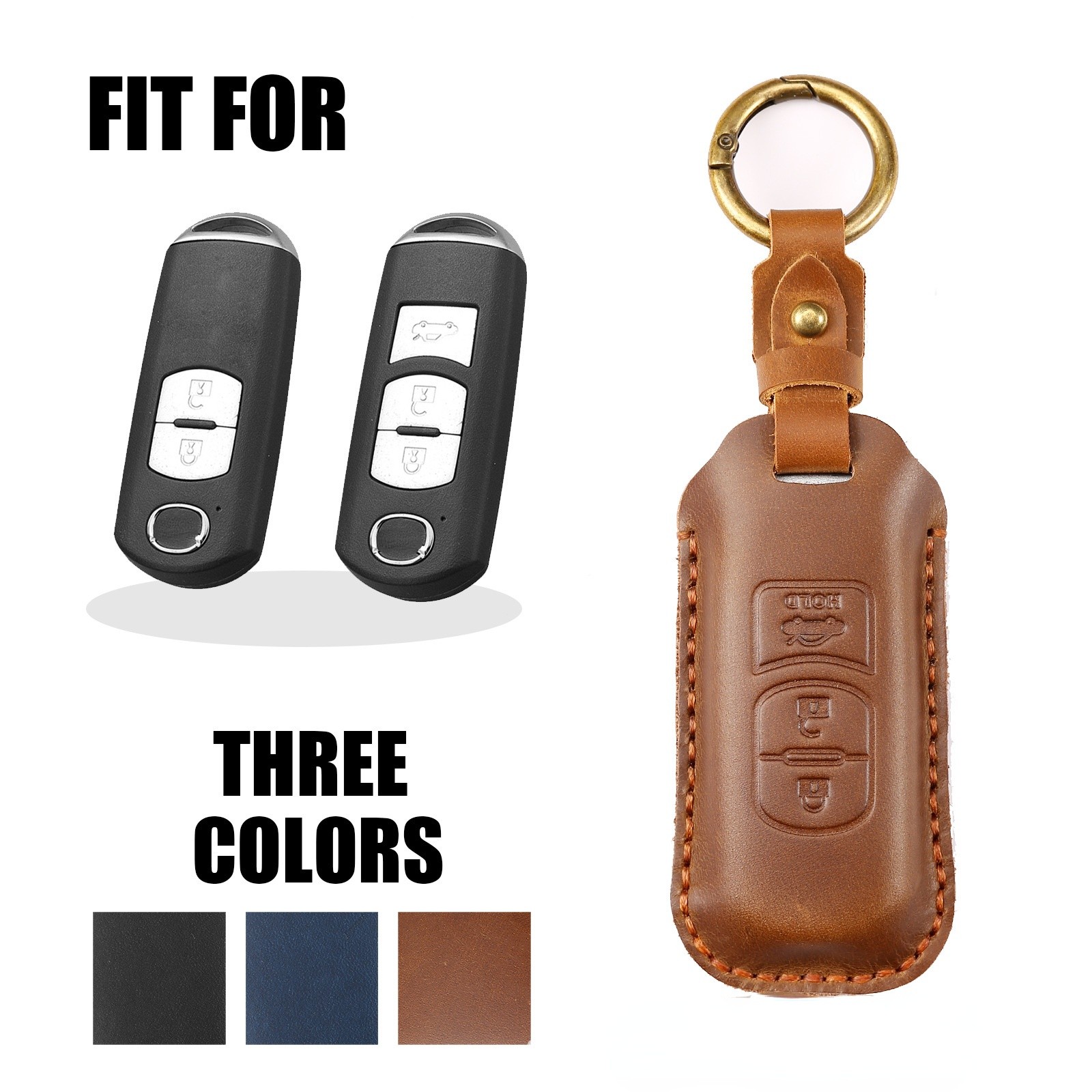 New Luxury Leather Car Key Case Cover Fob Protector Keychain Holder For Mazda 3 Axela Mazda6 Car Accessories Remote Keyring Bag