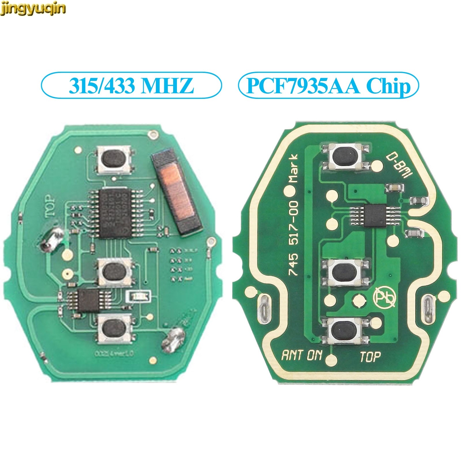 Jingyuqin البعيد سيارة مفتاح لوحة دوائر كهربائية ASK 315/433MHz ID46 PCF7953 لسيارات BMW E38 E39 E46 EWS نظام 3 أزرار