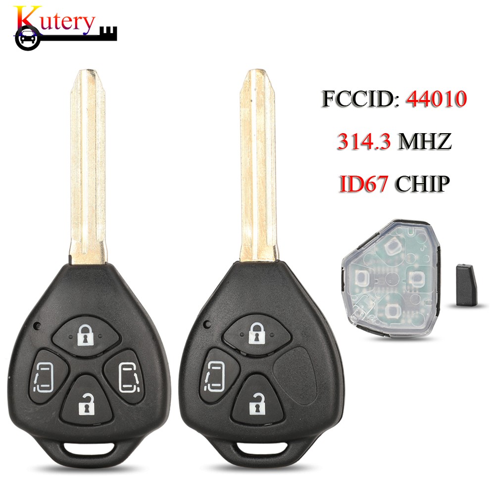 Kutery 44010 Remote Smart Car Key Fob Replacement Toyota Alphard 2005 2006 2007 2008 2009 314.3Mhz 4D67Chip 3/4 Buttons