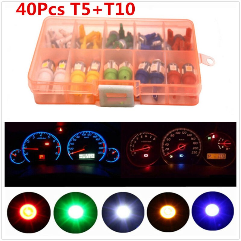 12V 40pcs Car Warming Instrument Lamp T5 T10 Dashboard LED Panel Light LED 5050 SMD Bulb Car Atmosphere Ambient Interior Light