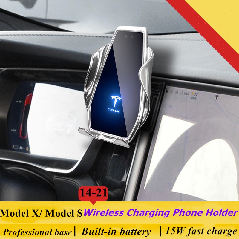 For Tesla Model X Model S 2014-2021 Car Phone Holder Air Vent Wireless Charger 360 Navigation Bracket Support GPS