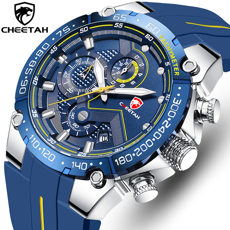 Cheetah New Watches Mens Luxury Brand Double Watch Big Men Waterproof Quartz Wristwatch Sport Chronograph Watch Relogio Masculino