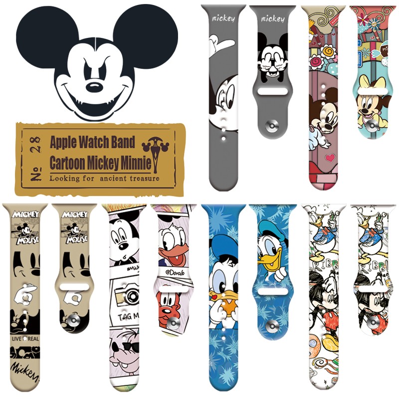 Disney Mickey Minnie Silicone Strap For Apple Watch Band 44mm 45mm 42mm 40mm 38mm 41mm iWatch Bracelet Apple watch 6 5 3 SE 7