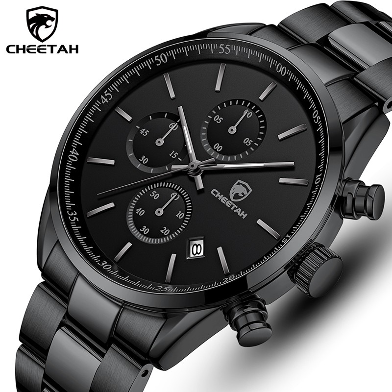 New leopard watches for men luxury brand fashion business quartz men's wristwatch stainless steel waterproof sports watch