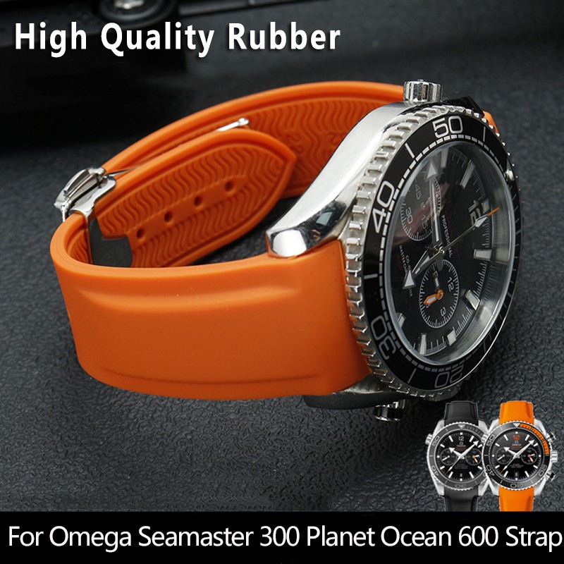 20mm 22mm Curved End Rubber Silicone Watch Bands For Omega Seamaster 300 Speedmaster Strap Brand Watchband Blue Black Orange