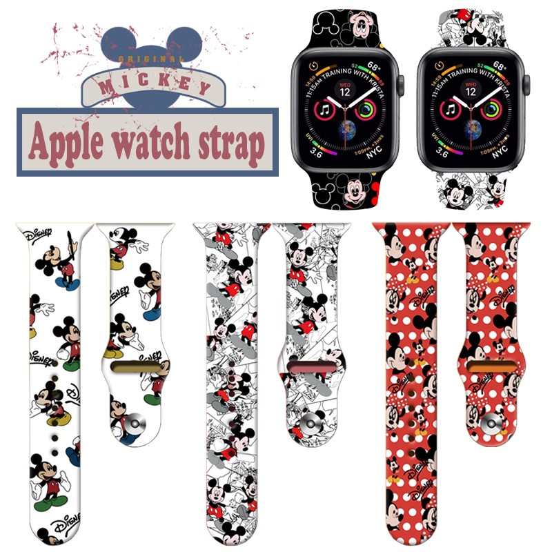 Suitable for apple watch strap cartoon mickey minnie iwatch6 watch with silicone apple watch 7/5/4/3 generate watch sebelt