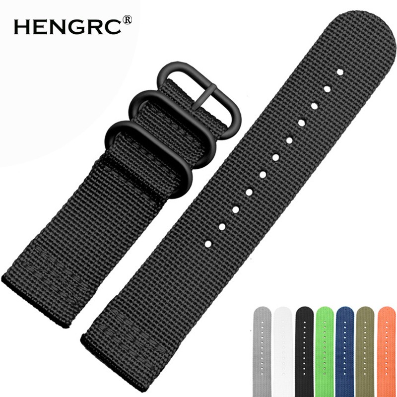 High quality 6 colors NATO watchband 18mm 20mm 22mm 24mm nylon waterproof watch band strap sport stainless steel bracelet buckle