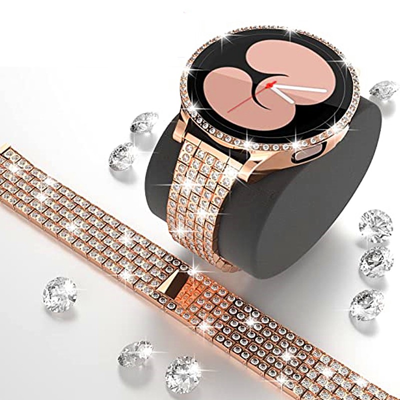 Bling Bracelet Strap For Samsung Galaxy Watch 4 44mm 40mm Jewelry Stainless Steel Band Rhinestone Protective For Galaxy 4