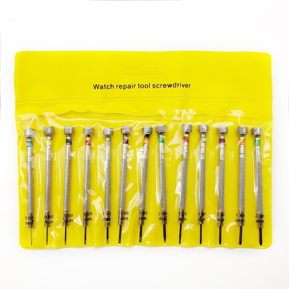 Watch repair tool kit, precision screwdriver, flat blade, new, 0.6mm-2.0mm, 13pcs