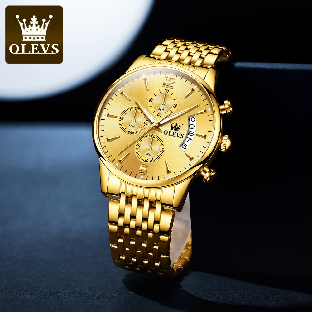 Olevs Men's Quartz Wrist Watch Calendar Display Waterproof Chronograph Men's Watches Male Luxury Bracelet Homm Gift for Man