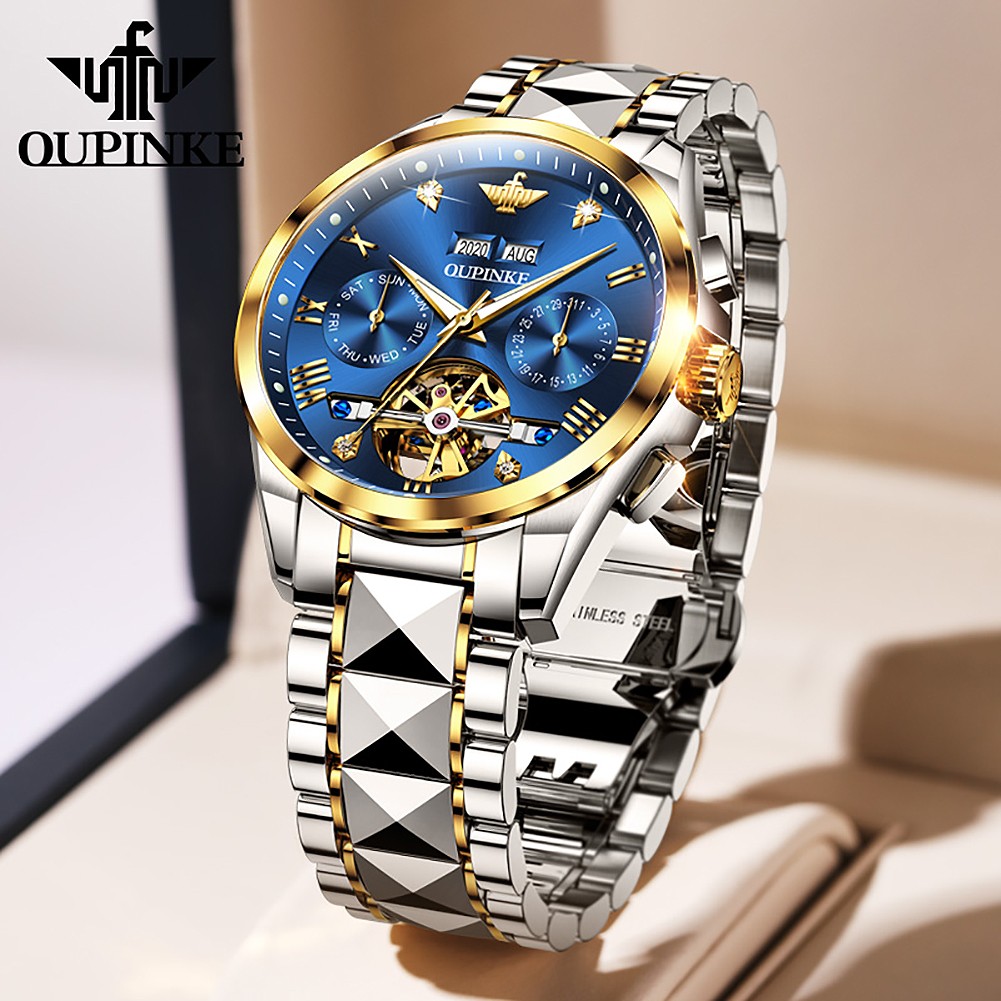 New luxury men automatic mechanical wristwatch tungsten steel watch top brand sapphire glass men watches reloj hombre