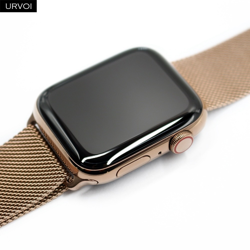 URVOI شبكة حزام ل أبل سلسلة ساعة 7 6 SE 543 milanese حلقة الفرقة ل iwatch الفولاذ المقاوم للصدأ الألوان أسود فضي أزرق 4145 مللي متر