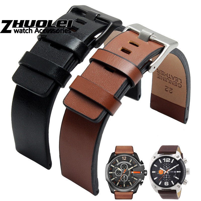 Diesel Watch Cowhide Leather Strap , Fit Strap DZ7312 | DZ4323 | DZ7257 with stainless steel pin clip 24 26 27 28 30mm