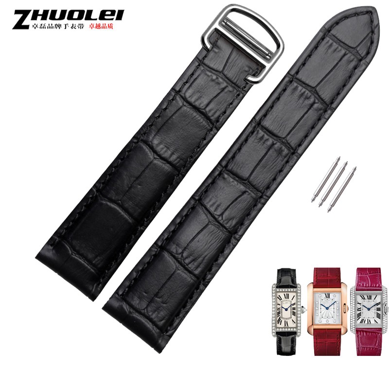 Genuine leather watch strap, high quality, black, brown, with folding tank buckle, 16 17 18 20 22 23 24 25 mm straps