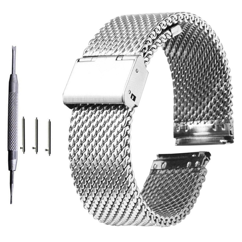 18mm 20mm 22mm 24mm Universal Milanese Watchband Quick Release Watch Band Mesh Stainless Steel Strap Wrist Strap Bracelet Black