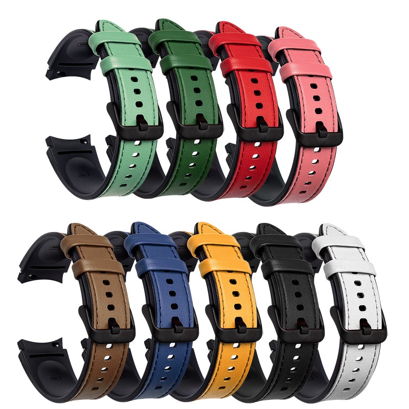 20mm Watch Strap For Samsung Galaxy Watch 4 44mm 40mm Pressure Line Leather Wrist Band Bracelet Galaxy Watch 4 Classic 46mm 42mm