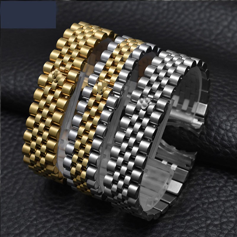 Watch Accessories Steel Strap Male 13mm17mm20mm Sports For Rolex Luxury Series Five Beads Full Solid Strap Women Watch Band