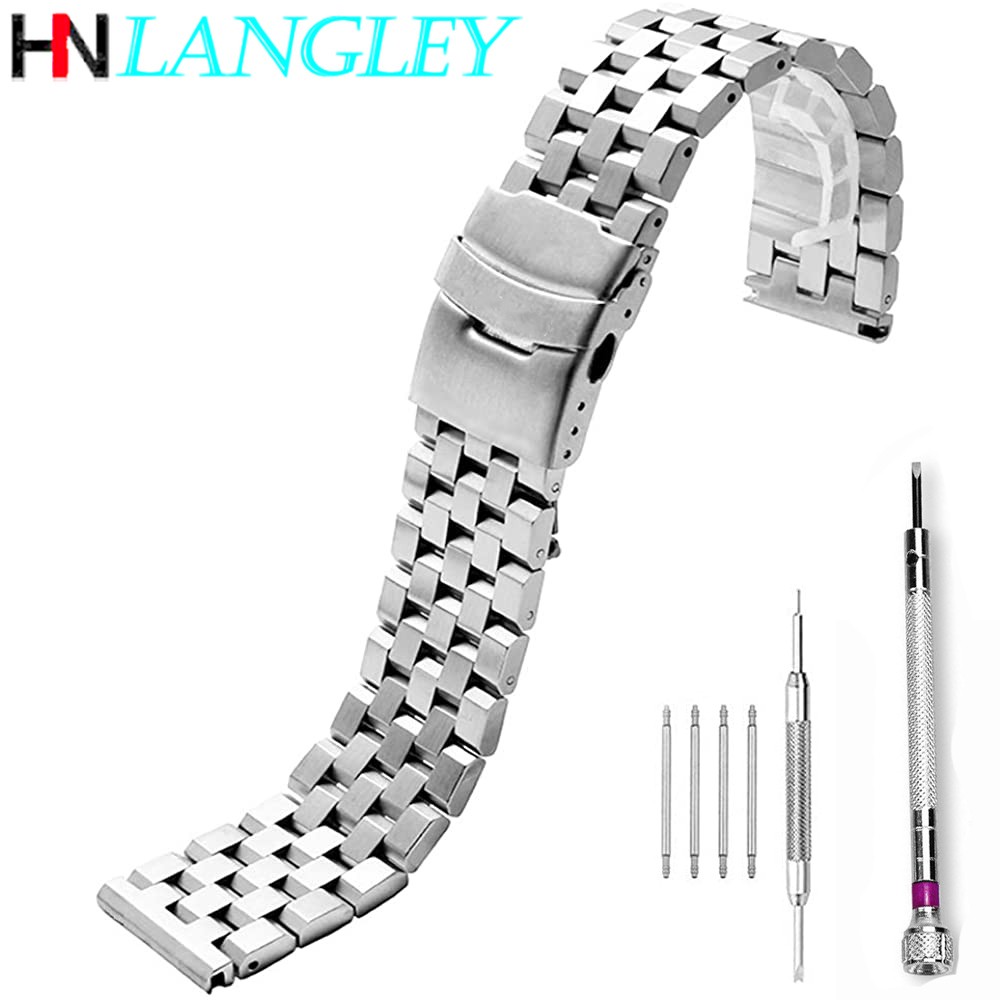 High Quality 5 Rows Engineer Cast Metal Watch Band Stainless Steel Bracelet Straps Replacement Screws Link 20mm/22mm/24mm/26mm