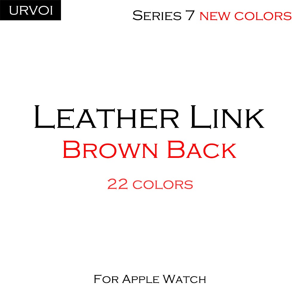 URVOI Leather Link For Apple Watch Series 7 6 SE 5 4 321 Leather Band Two Tone Strap With Magnetic Loop Buckle Brown Back