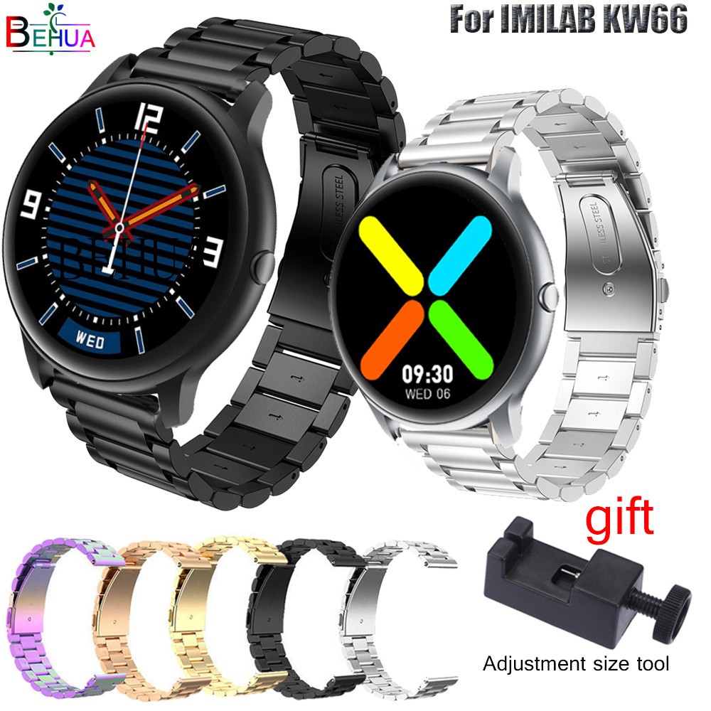 IMILAB KW66 / YAMAY SW022 Stainless Steel Watch Band Ticwatch Pro 3 Smart Wristwatch Metal Replacement Band Wristband