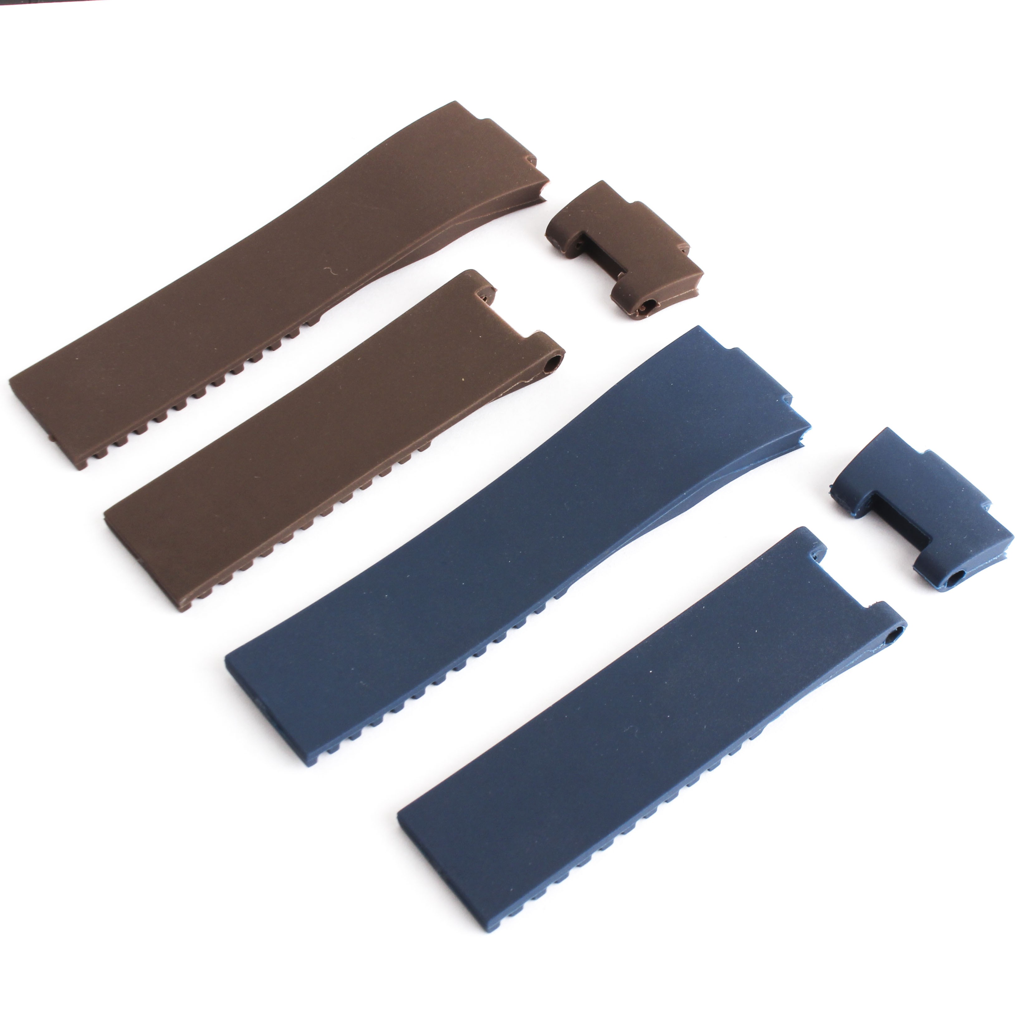 Silicone Rubber Watch Strap, 25 x 12mm, Black, Brown, Blue, Water Resistant