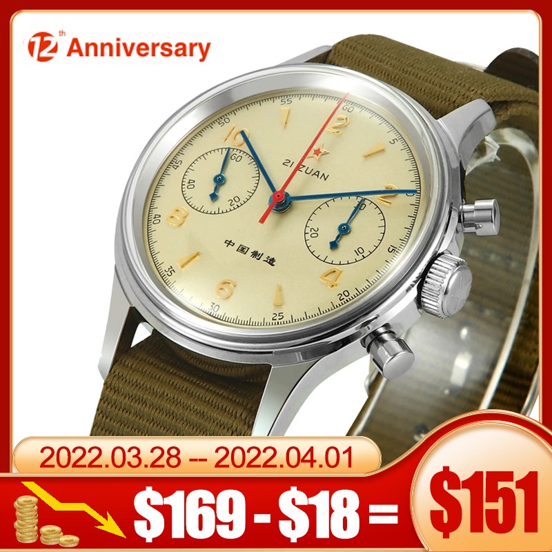 Seagull movement 1963 chronograph men's watch 38mm pilot st1901 mechanical sapphire men's watches 40mm montre homme military