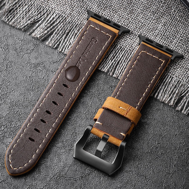 Genuine leather strap for apple watch band 44mm 40mm 38mm 42mm retro strap korea bracelet iwatch series 6 se 5 4 3 7 45mm 41mm