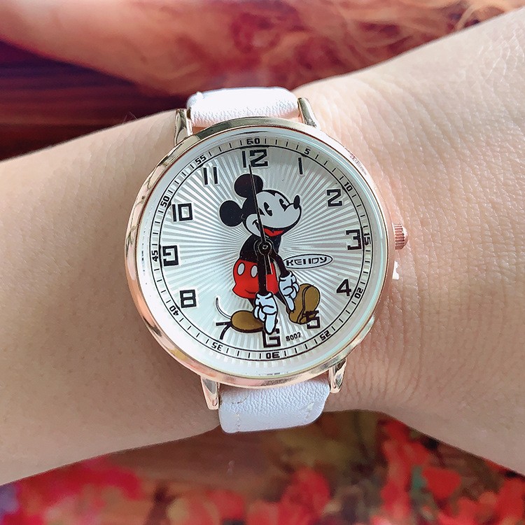 Disney Mickey Korean version fashion simplicity animation PU strap quartz watch Mickey Mouse children's watch boy girl