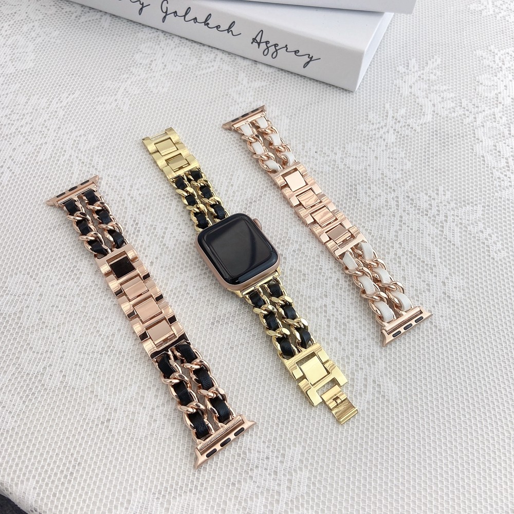 Lady Stainless Steel Watchband for Apple Watch 6SE7 40/44mm Metal Chain Watch Band for iWatch 5 4 3 2 1 38mm 42mm 41mm 45mm