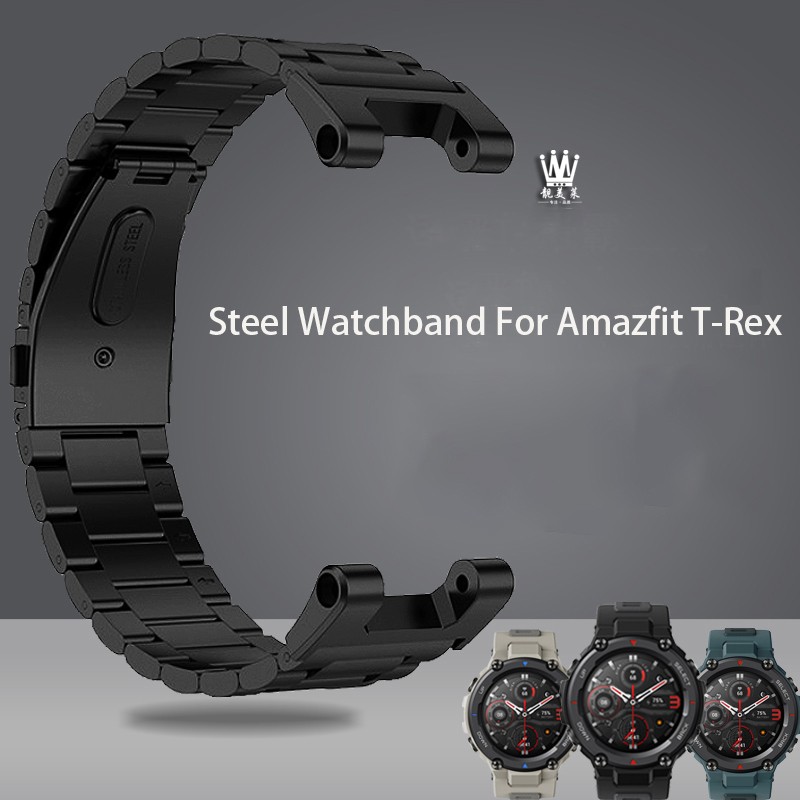 Stainless Steel Watch Band For Amazfit T-Rex Pro Huami Tyrannosaurus Rex Watch Outdoor Silicone Smart Sport Band