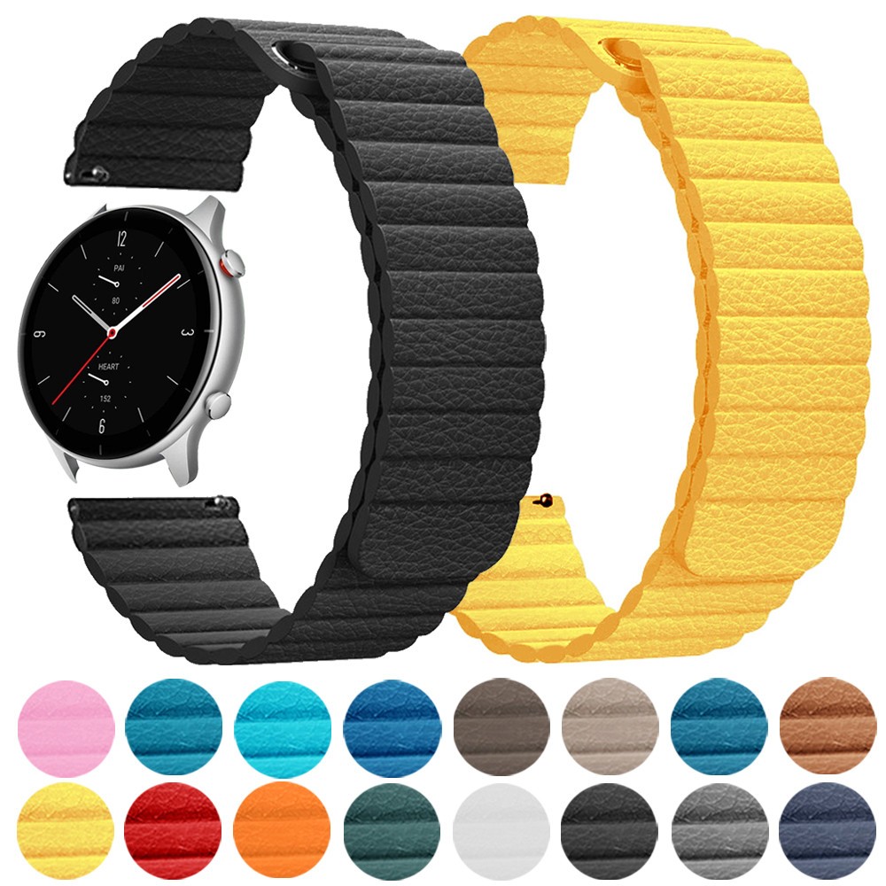 20mm 22mm Loop Leather Strap For Huami Amazfit GTR 2 47mm 42mm Magnetic Bracelet Band Stratos 3 GTS 2 Peep 2e 20mm 22mm Wristband