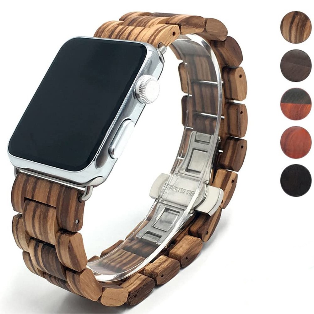 Wooden Watch Strap For Apple Watch Series 6 5 SE 4 3 Band 44mm 38mm 42mm Bracelet Iwatch 5 40mm Strap Wristband Band Accessories