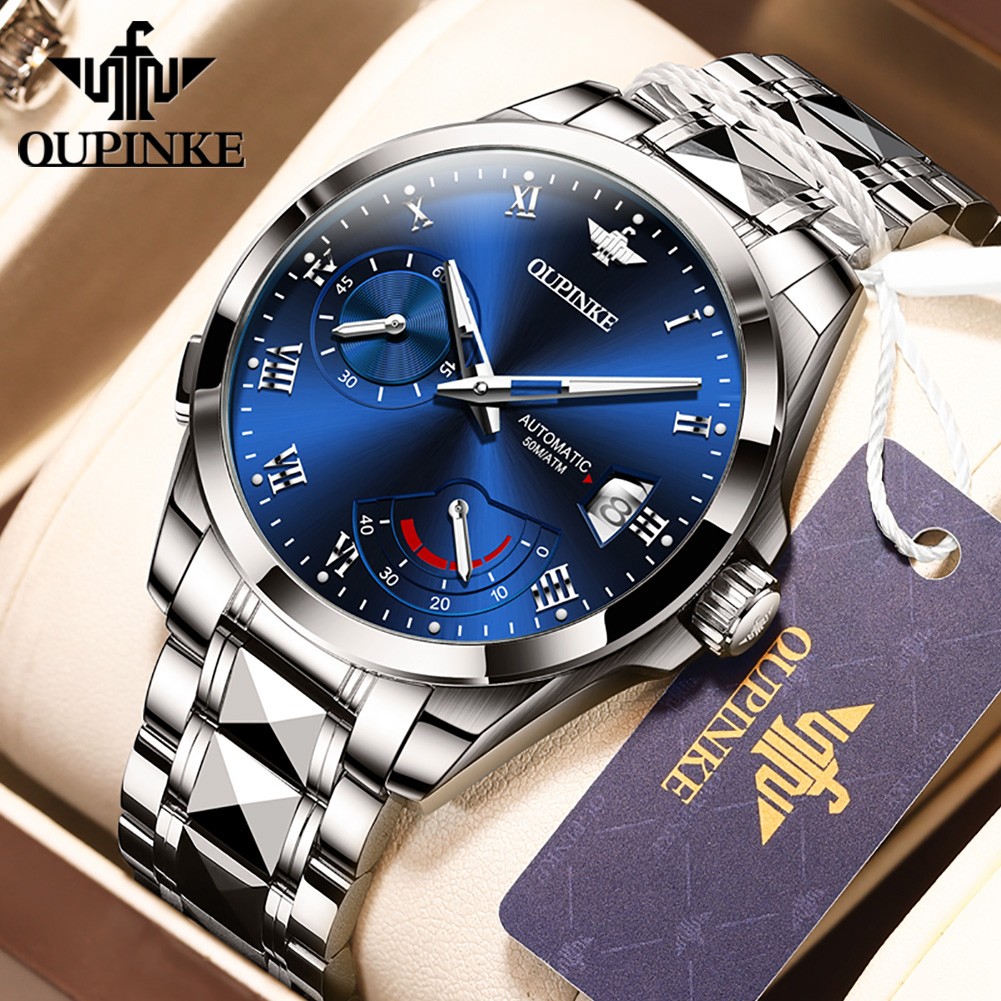 OUPINKE Top Brand Mechanical Wristwatch Luxury Sapphire Glass Automatic Watch Stainless Steel Waterproof 50M Fashion Men Watches