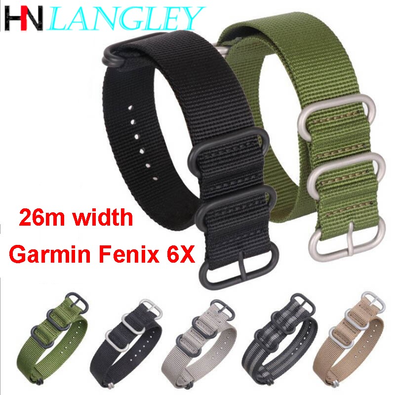 26mm Nylon Watch Strap, For Garmin Fenix3/3HR/5X/6X Plus Finesse 935 60S Nylon Canvas Watch Strap Shining MK1 D2 Bravo