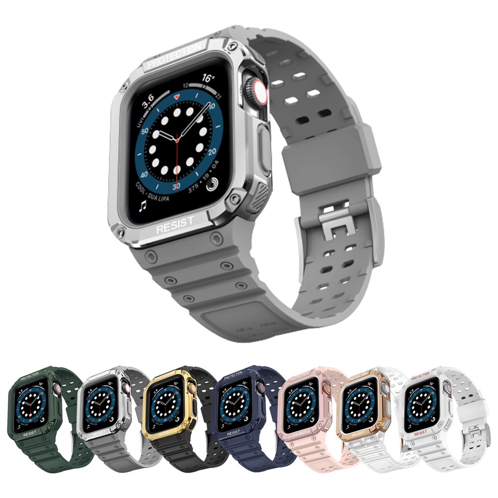 Case Bands Compatible with Apple Watch 45mm 41mm Moving Castle Rugged Metal Bumper Men Military Strap for IWatch 7 SE 6 5 4 3