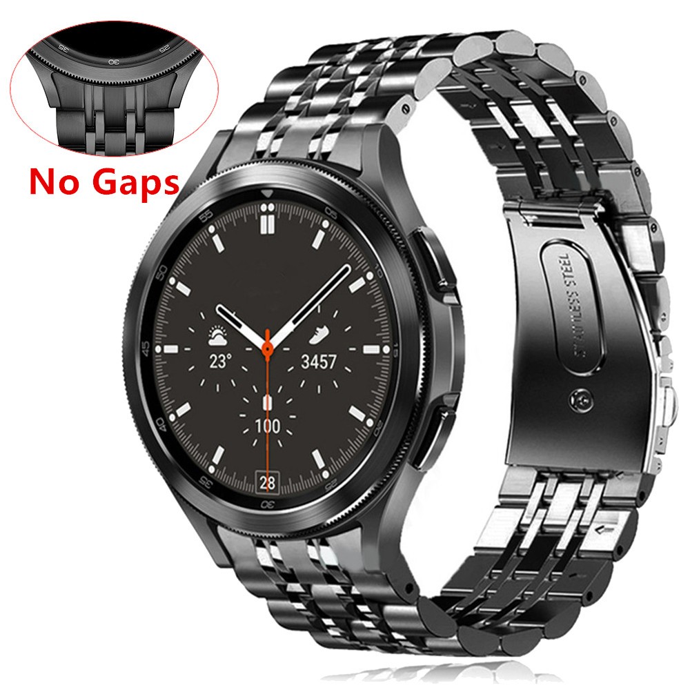 No Gaps Stainless Steel Strap For Samsung Galaxy Watch 4 Classic 46mm 42mm Wrist Band Curved End Strap Metal Bracelet Accessories