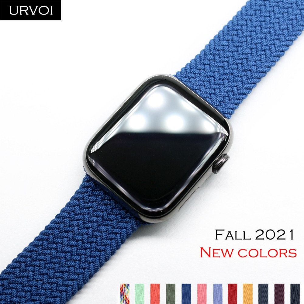 URVOI Braided Solo Loop for Apple Watch Sport Band Series 7 6 SE 5 4 3 21 Stretchable Strap for iWatch Woven Threads gen.5