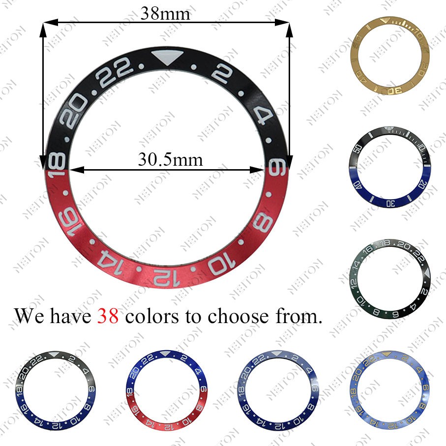 NEITON 38mm Ceramic Bezel GMT & Diving Watch Insert for 40mm Men's Watch Watches Replacement Watch Accessories Simple Dial Watch Bezel Ins