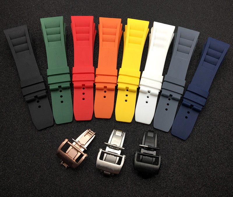 Top Quality Imported Nature Soft Silicone Rubber Black Watchband Watch Band For Mille Strap For Strap RM-011 For Richard Strap