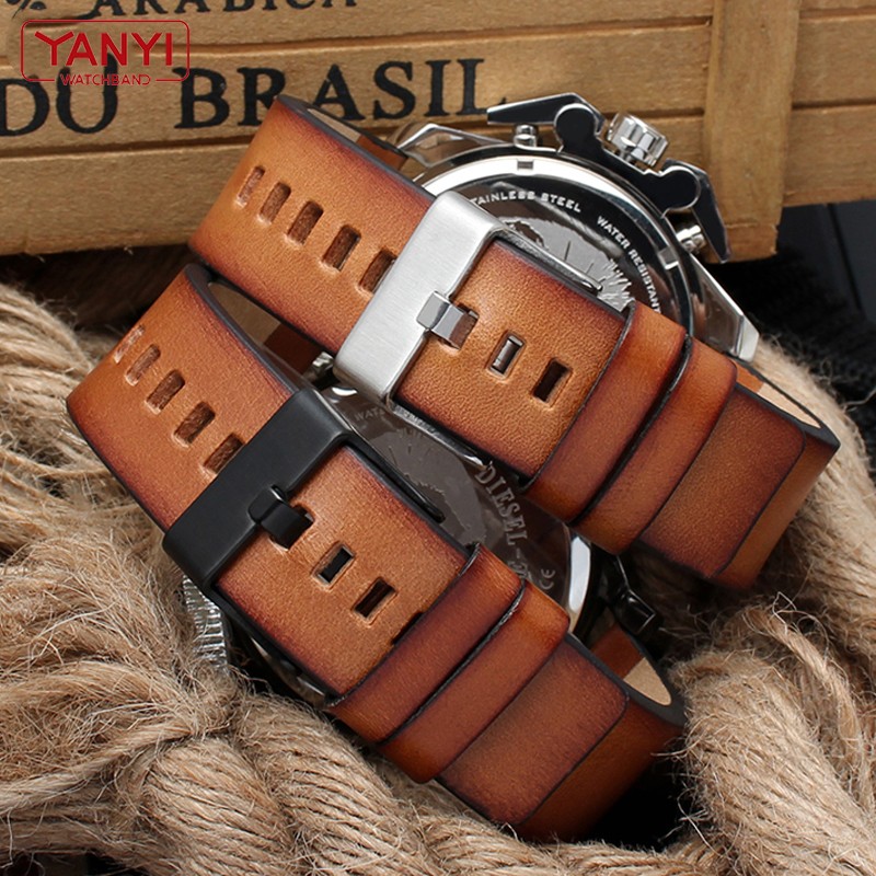 Genuine leather bracelet for diesel DZ7406 DZ7408 DZ4476 DZ4343 watch strap brown watchband 22mm 24 26mm retro wrist band