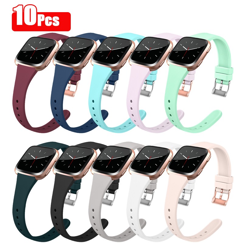 10pcs/lot Soft Slim Silicone Strap For Fitibit Versa 2 1 Band Watchband Wristband Bracelet For Fitibit Versa 2 1 Strap Accessories