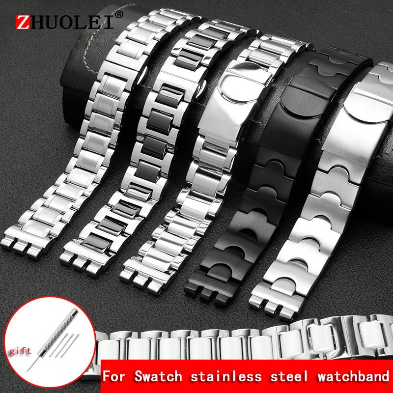 For Swatch Solid Core Metal Bracelet Concave Convex Watch Chain YCS YAS YGS Iron Men and Women Steel Ceramic Watchband