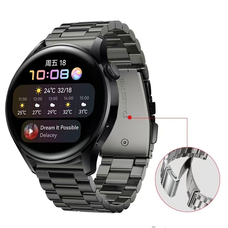 22mm/20mm Titanium Alloy Strap For Samsung Galaxy Watch 3 Huawei Watch 3/GT2 Stainless Steel Bracelet Band For Amazfit GTR 3 Pro