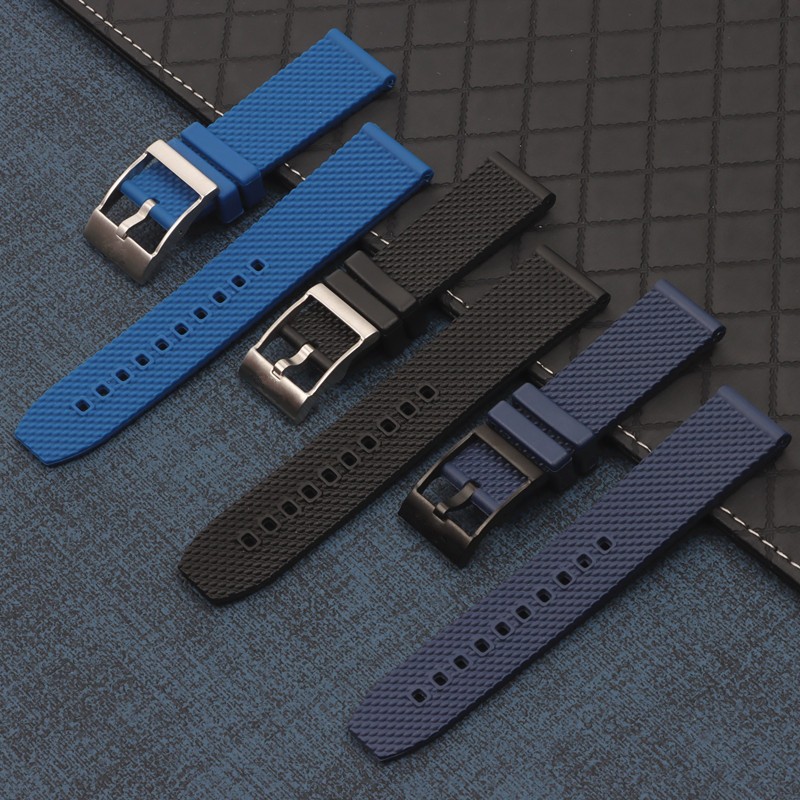 22mm 24mm black blue soft rubber silicone watchband bracelet for navitimer/avenger/breitling strap buckle logo on free tools