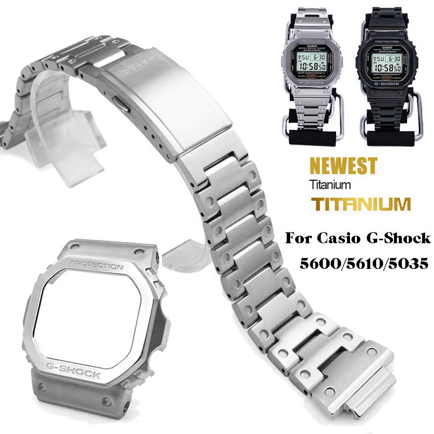 Titanium Alloy Bezel+Band for Casio G-shock DW5600 GW5600 DW5000/5035 Metal Watch Strap Case for GW-M5610/5600 Mod with Tools