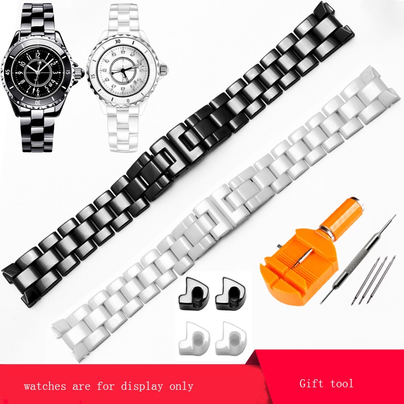 YOPO High Quality Pearl Ceramic Watches 16mm 19mm Black White Wristband for J12 Female and Male Fashion Watch Chain Gift Tool