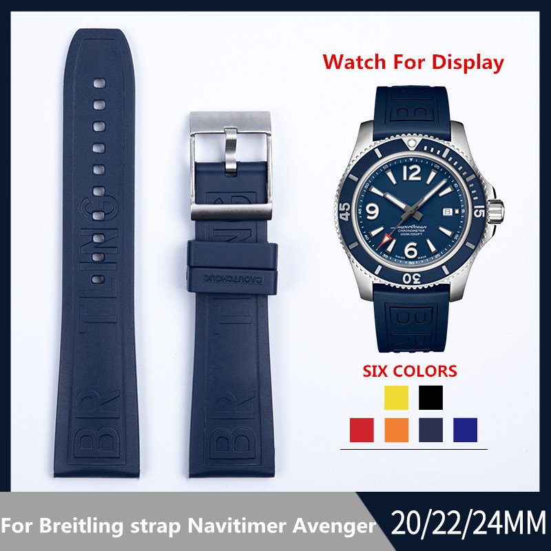 Silicone Watches Rubber Soft Band 20mm 22mm 24mm Watchband for Breitling Strap navitimer Avenger Superocean Logo Strap