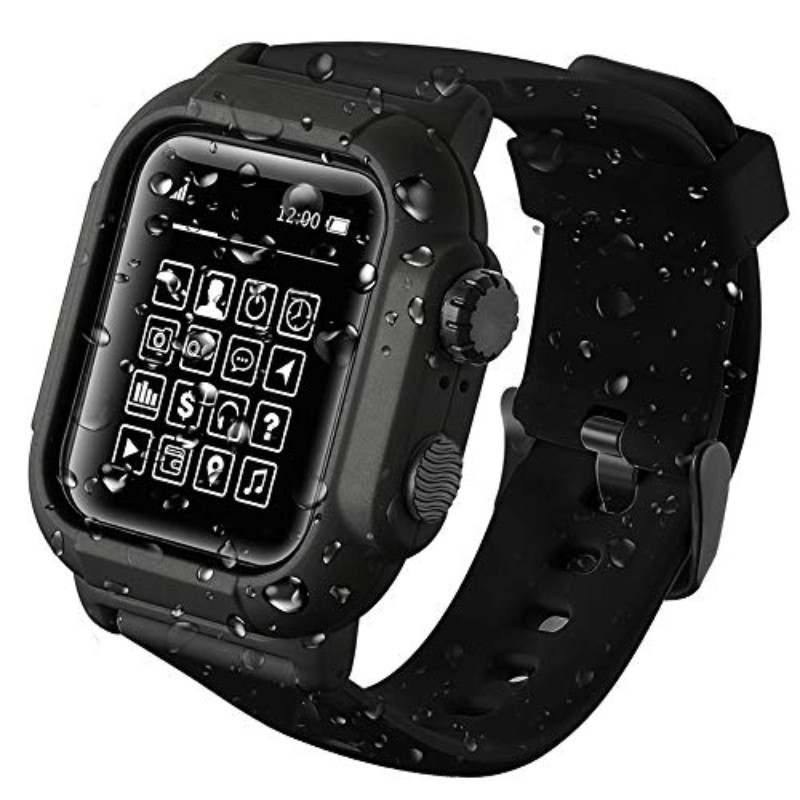 Case + Strap for Apple Watch 6 5 4 SE 44mm Sport Silicone Strap IP68 Waterproof Anti-drop Protective Cover for iwatch 3 2 1 42mm