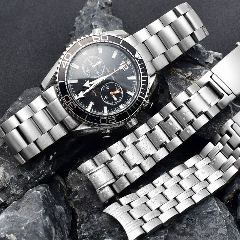 18mm 20mm 22mm quality 316L silver stainless steel watch straps strap for omega seamaster speedmaster planet ocean strap