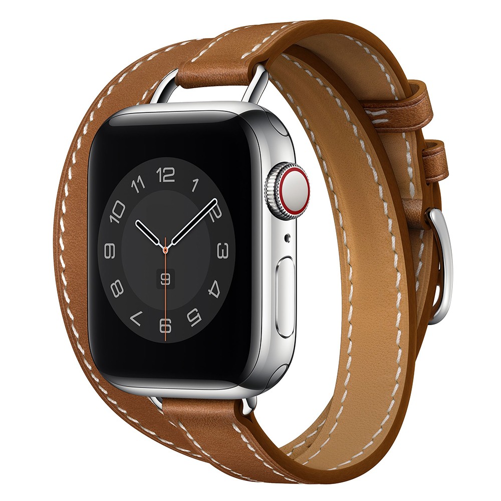 Attelage Double Round For Apple Watch Band 40mm 44mm 42mm 38mm Genuine Leather Watchband Bracelet iWatch Series 3 4 5 6 SE Strap